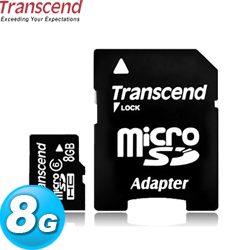 Transcend創見 8G micro SD記憶卡(TF卡)-附1個轉接卡